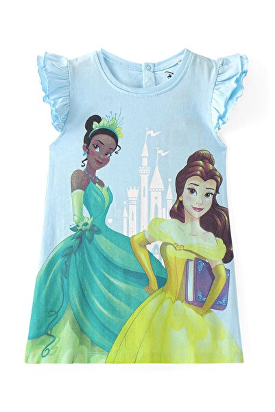 Babyhug Disney قميص نوم بأكمام مكشكشة من قماش الجيرسيه الناعم مزين برسومات أم...