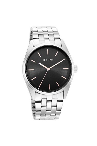 Titan Workwear Men's Watch 1866SM01 – Black Dial, Stainless Steel Strap
