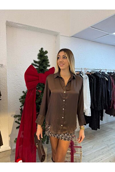 Gülten Akgün KAHVERENGİ SATEN GÖMLEK