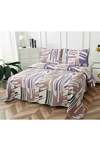 trendyhome Coverlet for Double Bed, 3-piece, Striped, Multicolor, P 23783