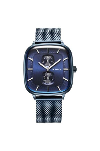 Titan Avant Garde Blue Dial Multifunction Watch for Men – Blue Stainless Stee...