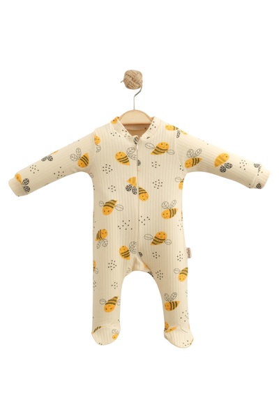 Nexvora Arı Desenli Fermuarlı Bebek Çocuk Tulumu