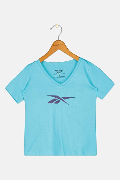 Reebok Toddlers Girl V Neck Short Sleeve Outdoor T-Shirt, Turquoise