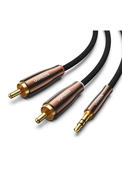 Ugreen 3.5mm to 2 Male RCA Kablo Stereo Audio Adaptör Örgülü Kablo Hi-Fi Sound Auxiliary RCA Y Split