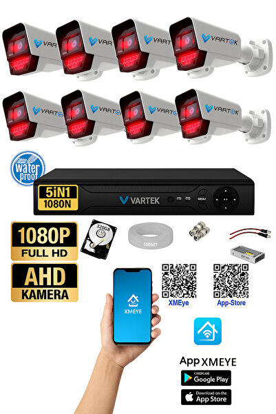 VARTEK BİLİŞİM 8 Kameralı 9 Atom Led Gece Görüşlü 320GB HDD 5MP Ahd Güvenlik ...