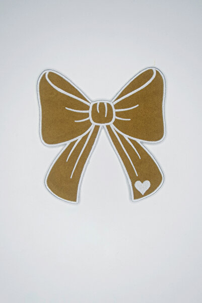 decofav Ribbon-Shaped Mustard Fabric White Embroidered Cocktail Napkin 1 Piece