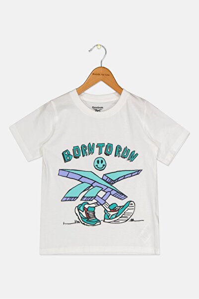 Reebok Kids Girl Graphic Print Born To Run T-Shirt, White