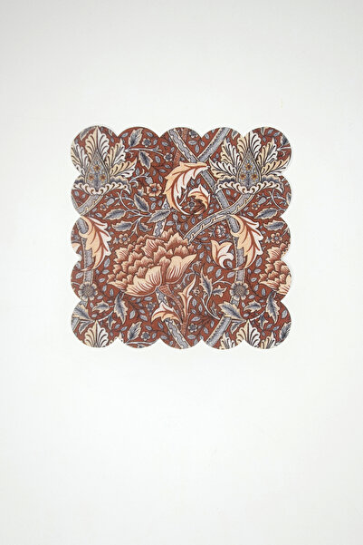 decofav Ethnic Brown Floral Patterned Laser Cut Cocktail Napkin 1 Piece