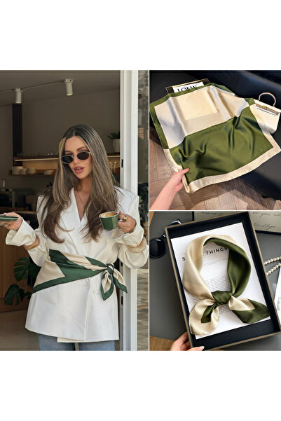 AKSESUARIM Colorful, Special Patterned 70X70 Size Stylish Satin Scarf