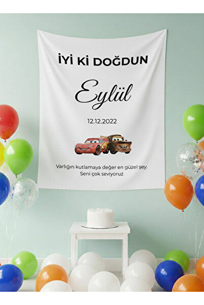 LUNA DİZAYN Kişiye Özel Doğum Günü Happy Birthday Duvar Örtüsü Duvar Halısı B...
