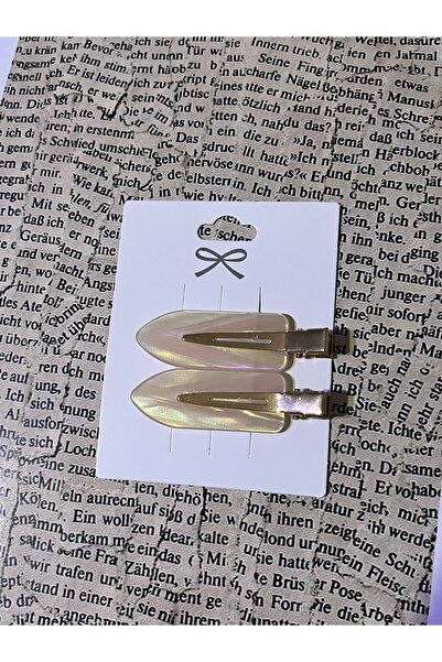 By Ayşegül مشبك مزدوج لامع بلون اللؤلؤ