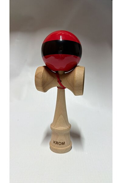 Kendama KROM – Model clasic, lemn de fag, culoare roșu-negru