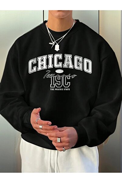 OVER HEAD Hanorac pentru bărbați Chicago 19c cu imprimeu Bisikletyaka