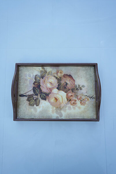 Single Gül desenli zeminli tepsi