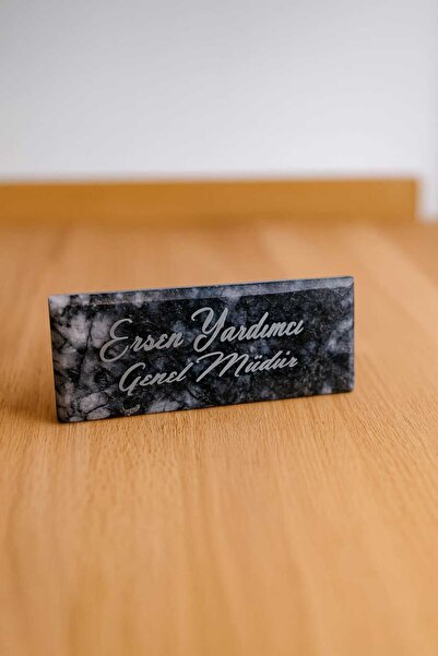 MERALP Ofis Masaüstü İsimlik Mermer Desenli Masa İsimliği Yeni İş Hediyesi Masaüstü İsimlik