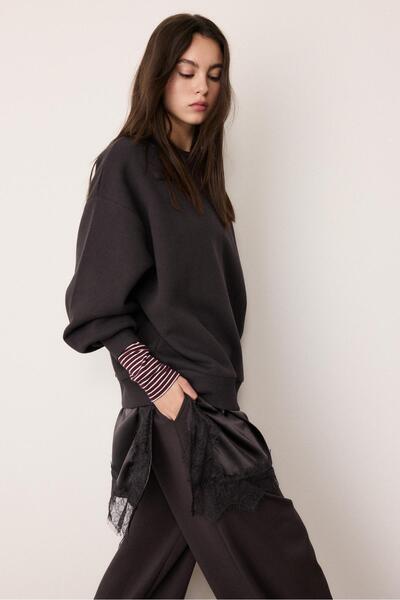 Stradivarius Saten etekli Sweatshirt