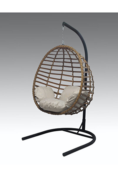 FYAQA HOME Armut Salıncak Tek Kişilik Rattan Örgü Bahçe Balkon Ev Salıncağı