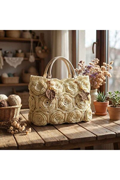 YASMİNEL حقيبة ورقية على شكل وردة طبيعية ومصنوعة يدويًا تضفي أناقة