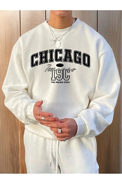 OVER HEAD Hanorac pentru bărbați Chicago 19c cu imprimeu Bisikletyaka