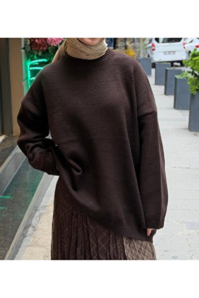 Vaniza سترة تريكو برقبة دائرية مقاس قصة فضفاضة قياسي