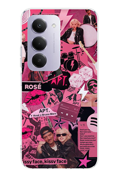 TechTree حافظة سيليكون مطبوع متوافقة مع Redmi 15 4G بتصميم كولاج بلاك بينك