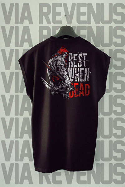 Vordevia Rest When Dead Spate cu imprimeu Zero Sleeve bumbac 100% Sport tricou