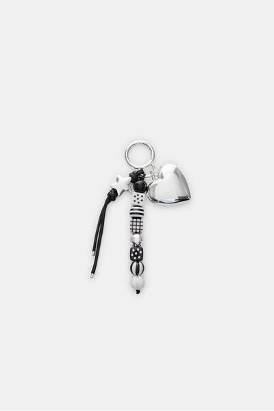 Stradivarius Boncuklu kalp charm anahtarlık