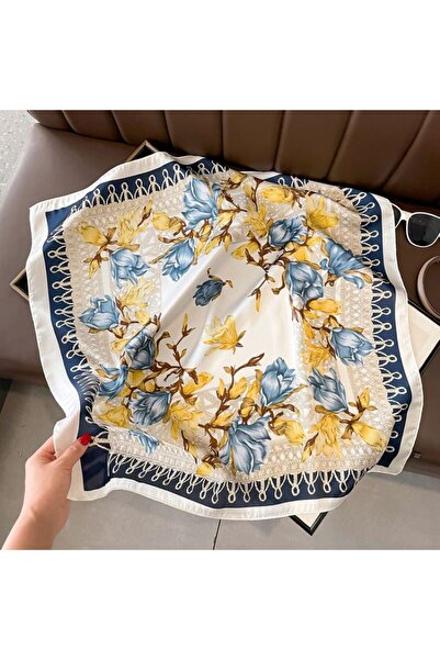 AKSESUARIM Colorful, Special Patterned 70X70 Size Stylish Satin Scarf