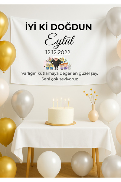 LUNA DİZAYN Kişiye Özel Doğum Günü Happy Birthday Duvar Örtüsü Duvar Halısı B...