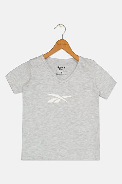 Reebok Toddlers Girl Brand Logo T-Shirt, Light Grey