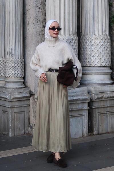 Moca Olesya Satin Skirt Olive