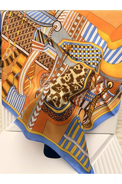 AKSESUARIM Colorful, Special Patterned 70X70 Size Stylish Satin Scarf