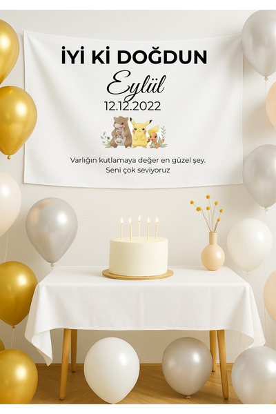 LUNA DİZAYN Kişiye Özel Doğum Günü Happy Birthday Duvar Örtüsü Duvar Halısı B...