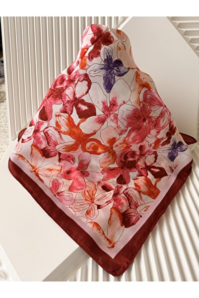 AKSESUARIM Colorful, Special Patterned 70X70 Size Stylish Satin Scarf