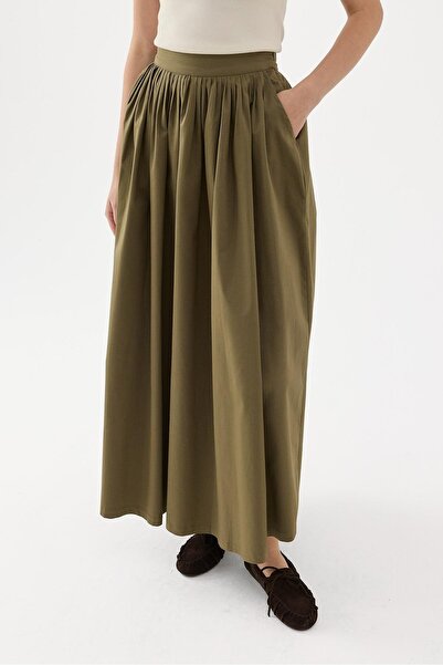 Moca Fever Pleated Skirt Khaki