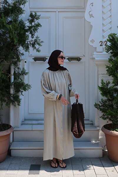 Moca فستان تيتي موسلين ناعم باللون الأخضر