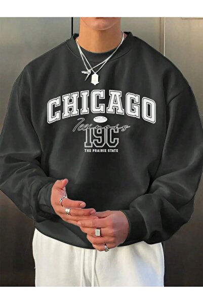 OVER HEAD Hanorac pentru bărbați Chicago 19c cu imprimeu Bisikletyaka