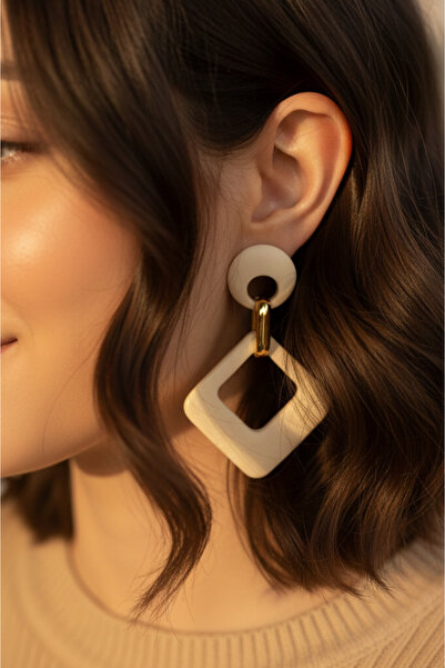 Rednose Kahverengi Krem Bej Ekru Moda Pastel Tonlar Renkler Bahar Serisi Küpeler