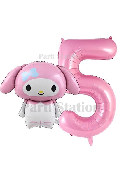 Parti Station Sanrio My Melody Concept Foil Balloon and 5-Year-Old Pink Foil ...