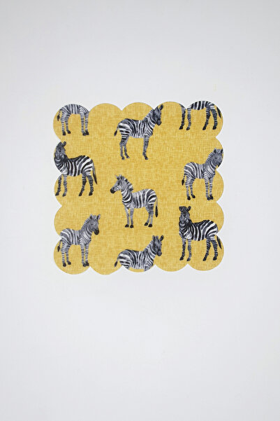 decofav Șervețele de cocktail Laser croială cu design zebră pe fundal galben 1 bucată