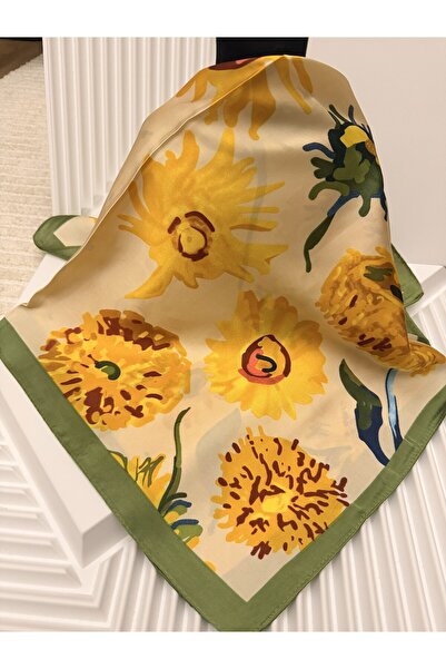 AKSESUARIM Colorful, Special Patterned 70X70 Size Stylish Satin Scarf