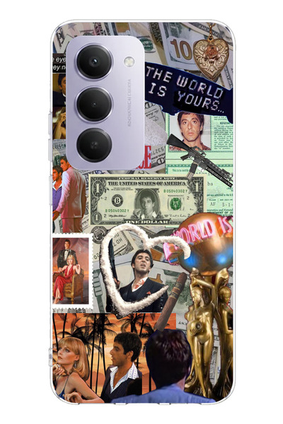 TechTree حافظة سيليكون مطبوع متوافقة مع هاتف Redmi 15 4G بتصميم كولاج سكارفيس