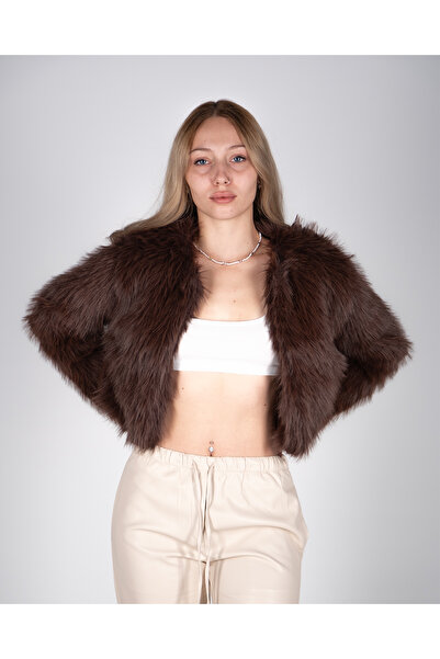 OZHE Μπουφάν (παλτό) από ψεύτικη γούνα με μακρύ μανίκι, βελούδινο και γούνινο