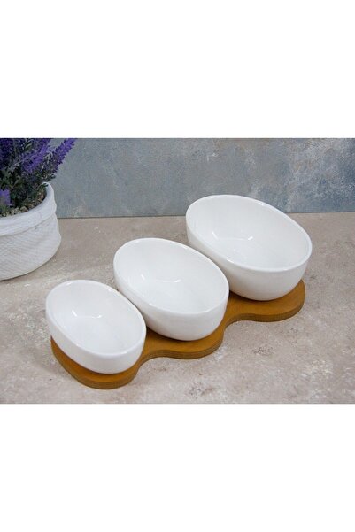 Mondecor Bambu Standlı 3'lü Sosluk -Çerezlik-Kahvaltılık Servis Sunumu