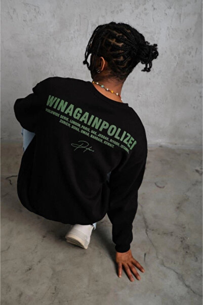 Beruflic سويت شيرت رجالي قصة فضفاضة – اللون الأمامي والخلفي مطبوع ، قماش قطني...