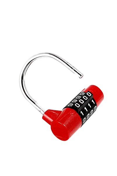 OEM Lacat otel,cu cifru,10000 variante,pentru genti/dulapuri si alte bunuri personale,uz int/ext,rosu