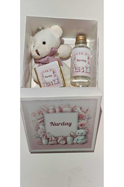 NURDAY Hediyelik Set – Peluş Ayıcık, Kolonya-Çikolata – Bebek Hediyesi / Sevg...