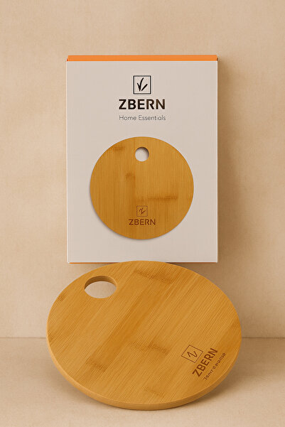 KAMPANYALI Round Cutting Board Made of Bamboo Wood 28×28×1 cm |   Natural Wood Water Resistant |   Presentation Folder