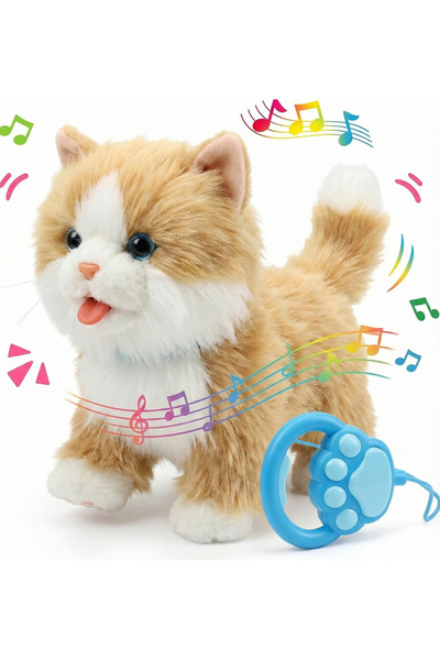 REZZOSS Fluffy Cat Toy for Kids Remote Control Leash Electronic Musical Pet K...