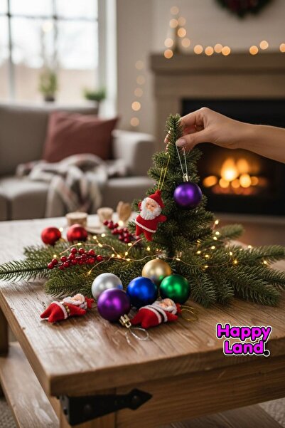 Happyland Yılbaşı Çam Ağacı Süsleme Seti Noel Babalı Set ( 6'lı kırmızı noel ...